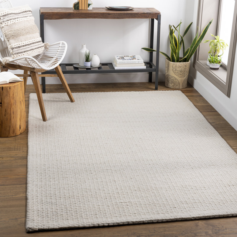 Gracie Oaks Soghomon Handmade Flatweave Wool Area Rug in Cream/Ivory